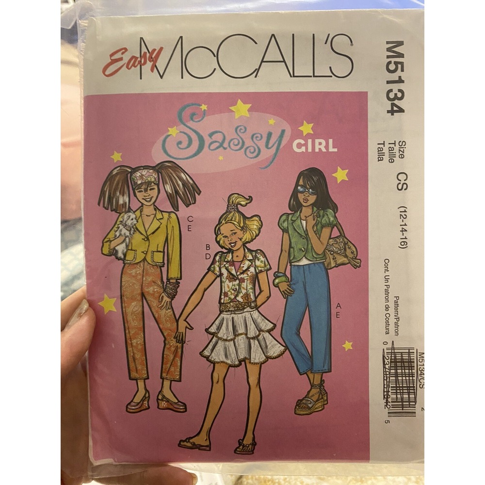 2006 McCalls Girls Sewing Pattern M5134 Size 12-16 Uncut Sassy Girl Jacket Skirt